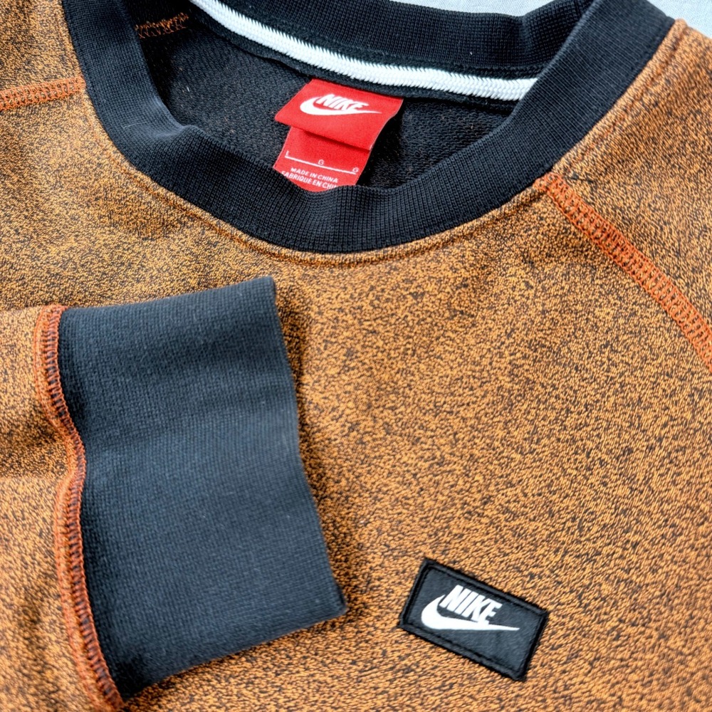 Nike Mens Sweatshirt Size Large Crewneck Marled Burnt Orange Red Tag Skater Y2k